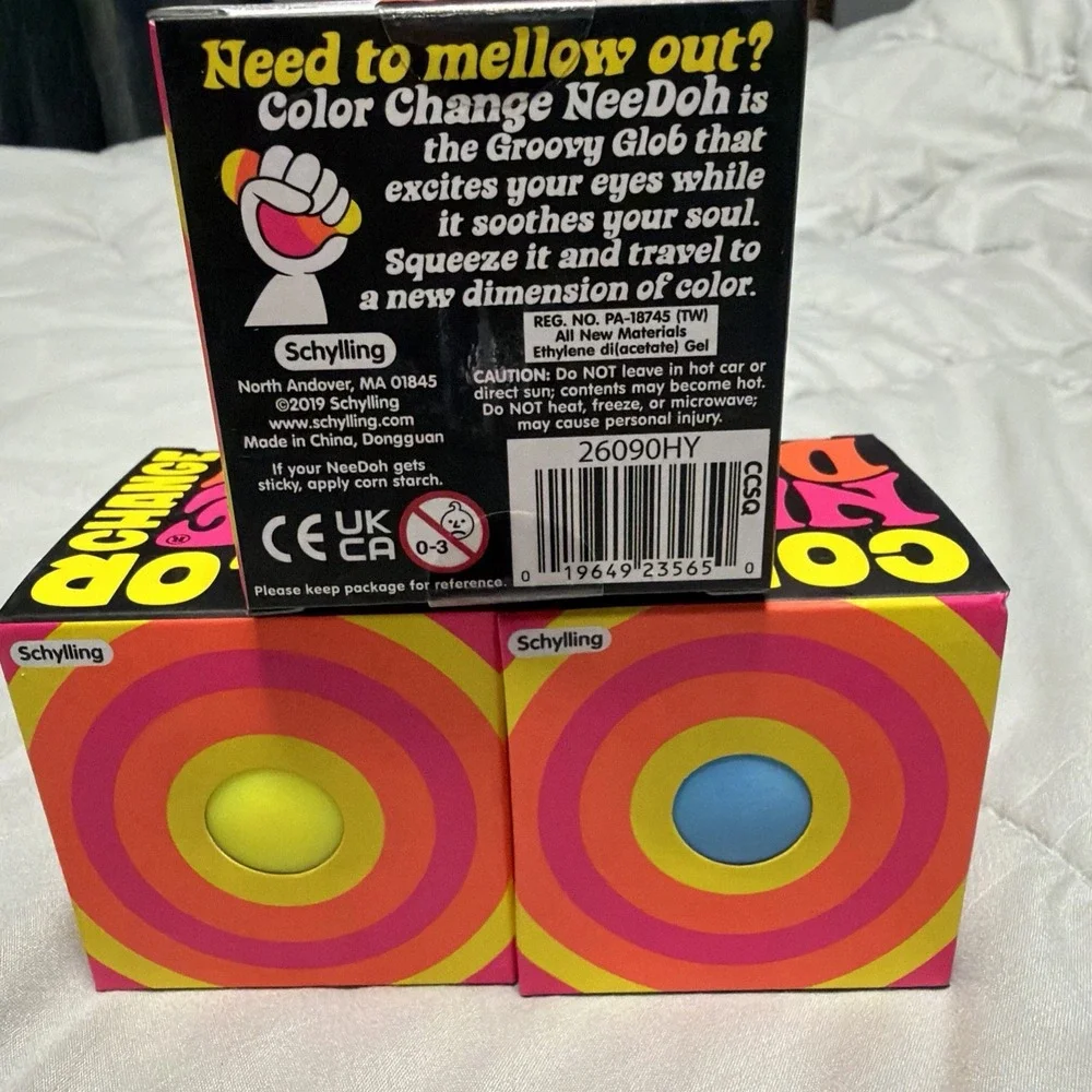 Schylling NeeDoh Color Changing Squishy Lot - Blue, Yellow & Pink